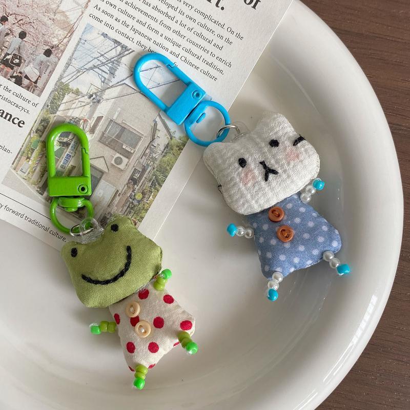 Cute Frog Pig Cat Pendant Keychain For Women Simple Design Phone Rope Chain Lovely Animal Bag Car Keyring Young Girls