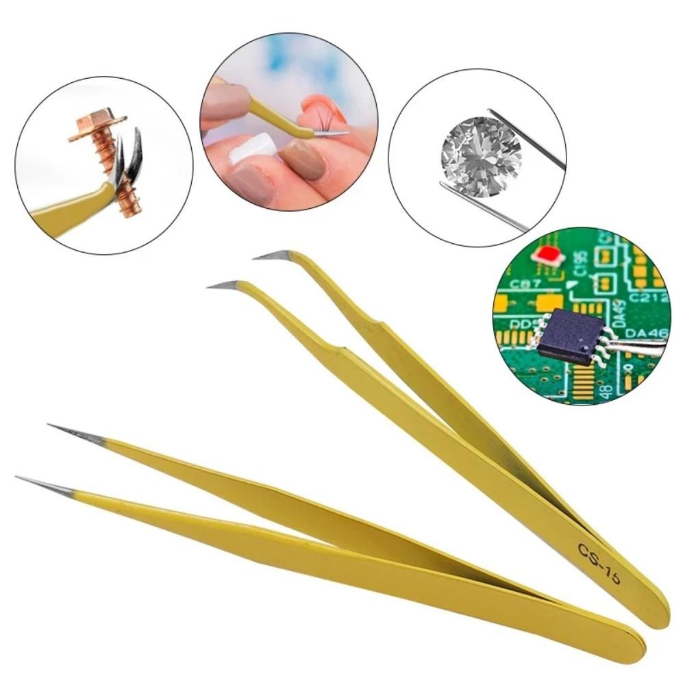 1PC Anti-Static Stainless Steel Tweezers Set  for Electronics Phone Repairing Tool  Eyebrow/Eyelash Tweezers