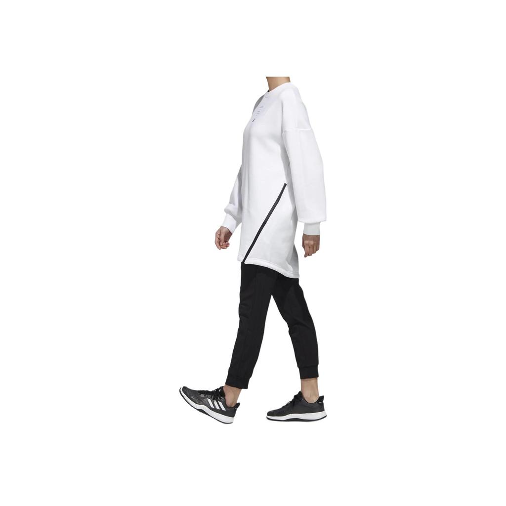 Adidas Style Long Sleeve Crew Neck Sweatshirt With Front Logo Print Women Sweatshirt White GF7022