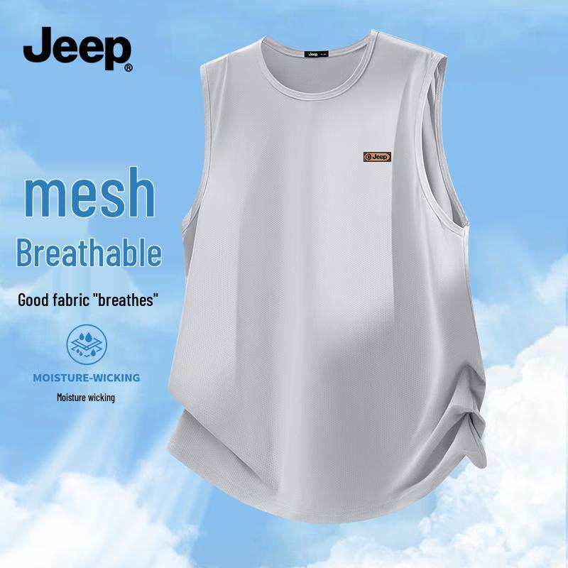 JEEP Men s Ice Silk Quick-Dry Sleeveless T-Shirt 2XL светло-серый