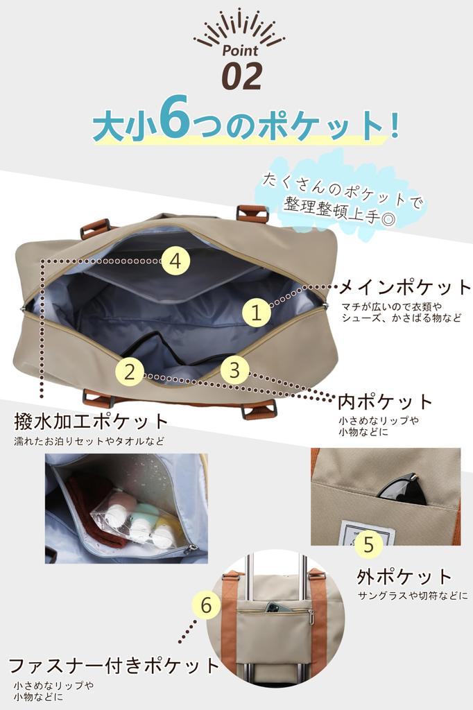 And Large Boston Travel Large 1 2 Nights [Light Capacity] Bag, Bag, Men's, Women's, Lightweight, Capacity, Carry-on Bag, Carry-on, Night, (Beige, L)