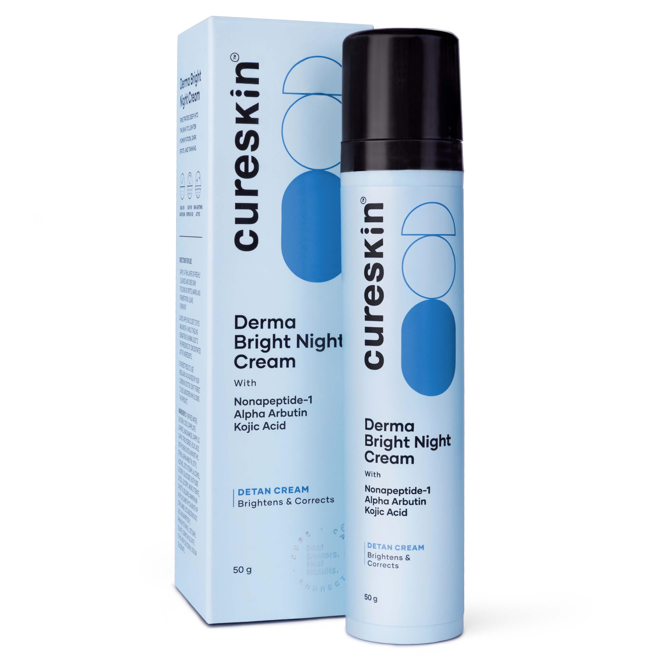 Крем для лица Cureskin с койевой кислотой против пигментации, для удаления загара и коррекции темных пятен | Осветляющий ночной крем с альфа-арбутином, ниацинамидом и Non