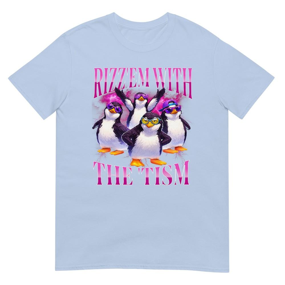 Funny Rizz Em With The Tism Retro Penguin Meme TShirt S