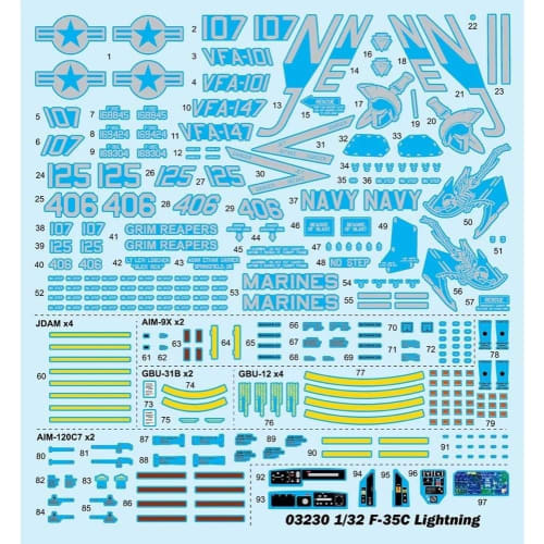 INTERALLIED Trumpeter 1/32 scale US Navy F-35C Lightning plastic model kit, model 03230, molded color