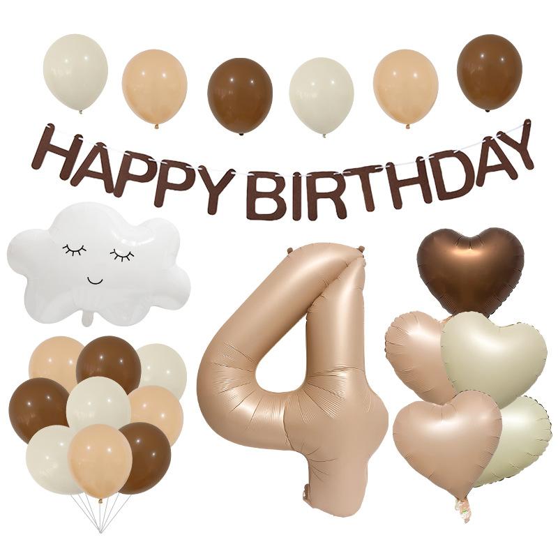 Wind caramel balloon birthday venue arrangement love balloon bundle closed eyes cloud aluminum film set cloth