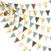 32Ft Sage Green Brown Party Decorations Gold Green Brown Triangle Flag Fabric Banner Pennant Bunting Garland Streamer for Jungle Safari Wild Woodland