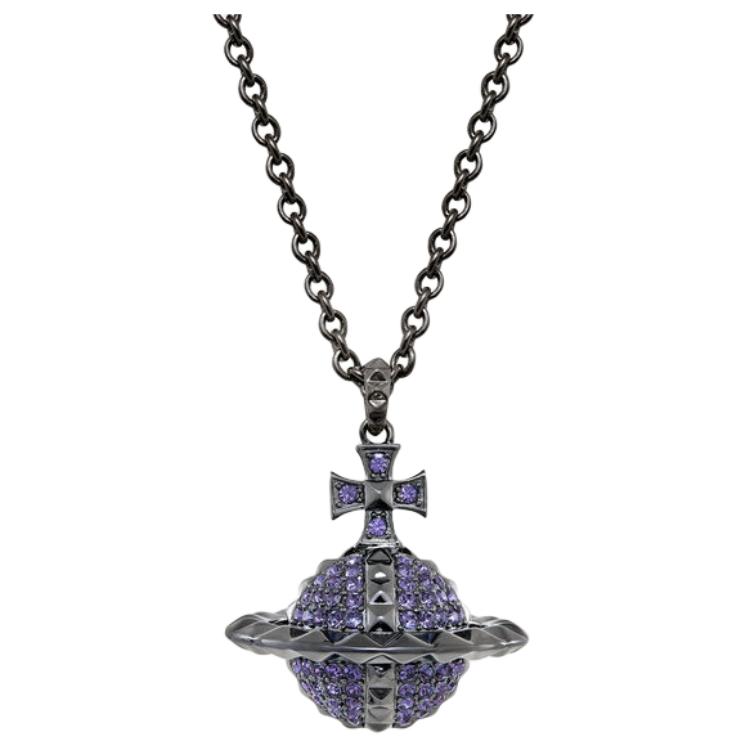 

Vivienne Westwood Mayfair Saturn Великий Круглий Кулон з Інкрустацією Фіолетовим Діамантом Мідний Ланцюжок Жіночий ланцюжок Колір Gunmetal-Сірий 8050889826941 Basic Packaging-Dust Bag+Box