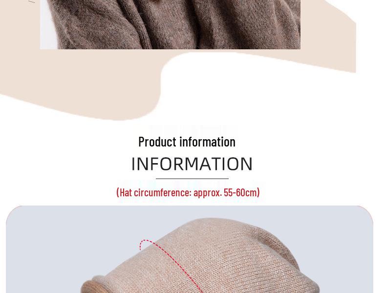 8164 Korean Style Knit Slouchy Beanie - Women's Warm Ear Protection Hat for Large Head Circumference, Autumn/Winter