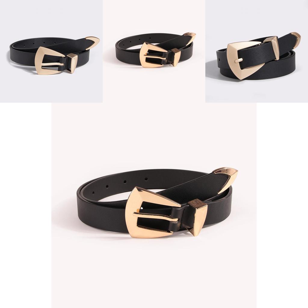 Geometric Pu Leather Belt For Women With Alloy Buckle Fashion Waist Accessory For Spring