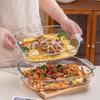 Žáruvzdorná skleněná zapékací mísa s uchy Průhledná obdélníková forma na dort do trouby, mikrovlnky, lednice Víceúčelová zapékací mísa na lasagne, ryby