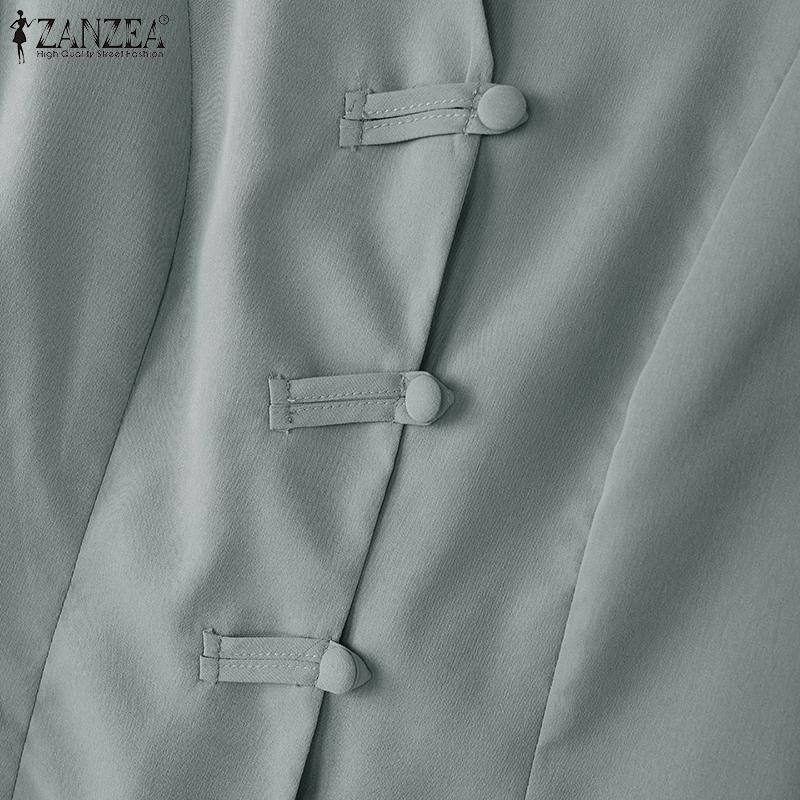 ZANZEA Women Casual V-Neck Solid Color 3/4 Sleeve Blouse
