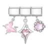 Y2K 3PCS Colorful Crystal Zircon Pendant Moon Star Bow Italian Charm Links Stainless Steel Fit 9mm Bracelet Jewelry DIY Making
