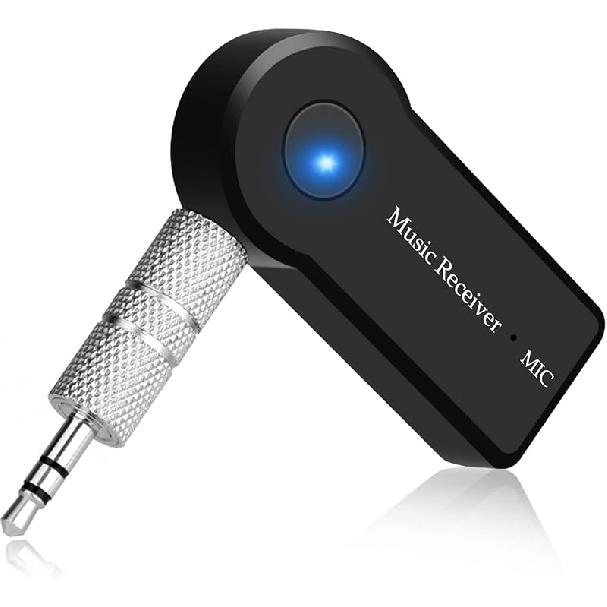 Bluetooth 5.0 Transmitter Receiver Adapter, 3.5mm Portable Wireless Audio Transmitter Receiver Dongle for TV/PC/Headphones/Car Stereo/Home Theater,