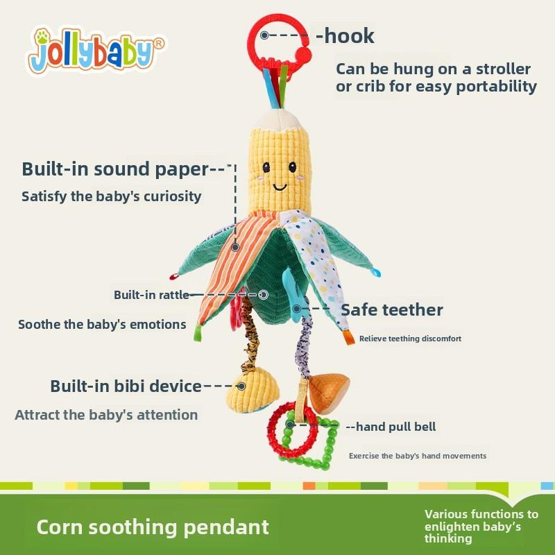 Corn Baby Teething Toy With Rattle And Sensory Stimulus For Infant Car Seat And Bed Decor