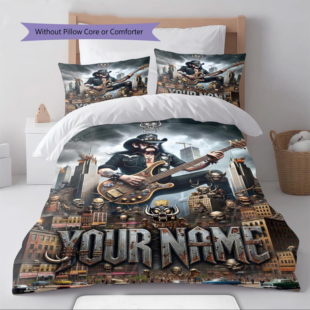 Name Custom Motörhead Pattern Bedding Set Quilt Cover Pillowcase Home Decor Gift (1 * Duvet Cover + 2 * Pillowcase, Without Core)