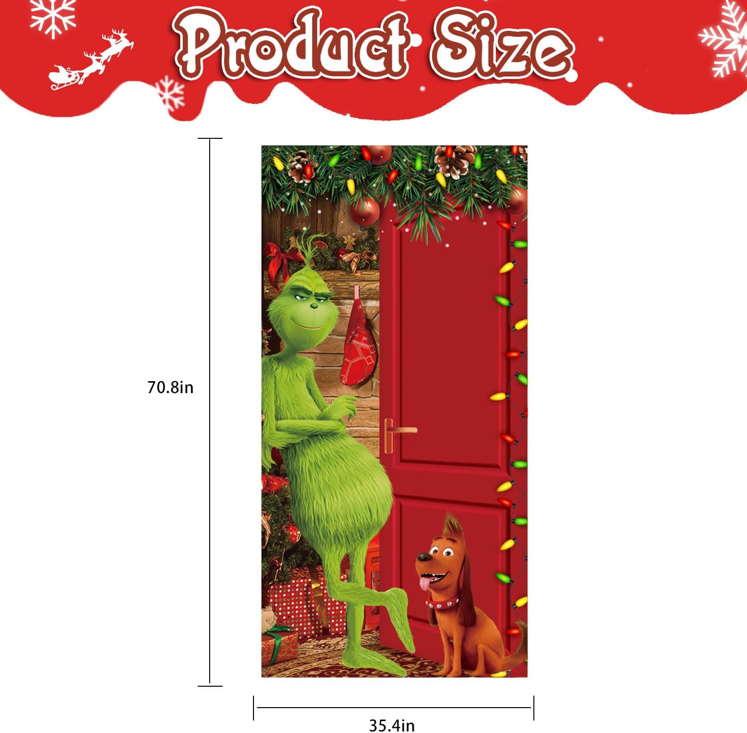 

Милые рождественские украшения на дверную крышку, рождественский фасад, забавный рождественский фон, праздники для рождественских зимних украшений красный