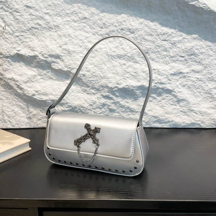 Nieten-Kreuz-Achseltasche Damen-Schultertasche