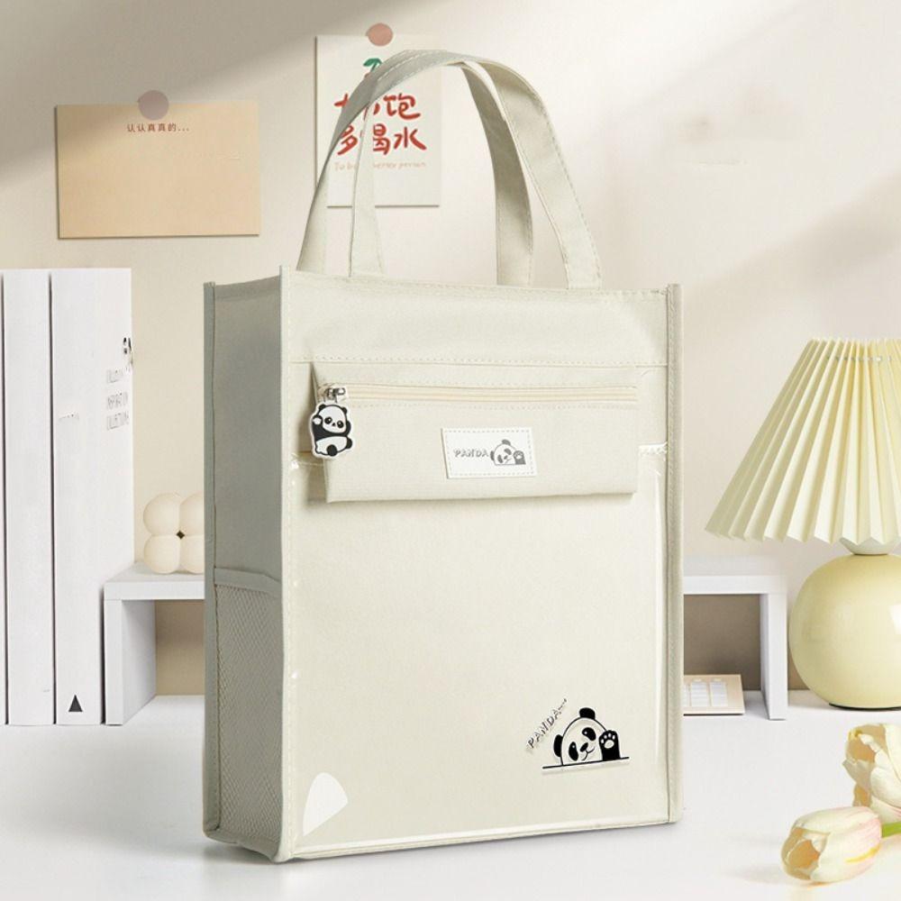 Multiple Pockets Cartoon Tote Bag Panda Dog Shoulder Handbag Cute Student Tutorial Bag Shopping