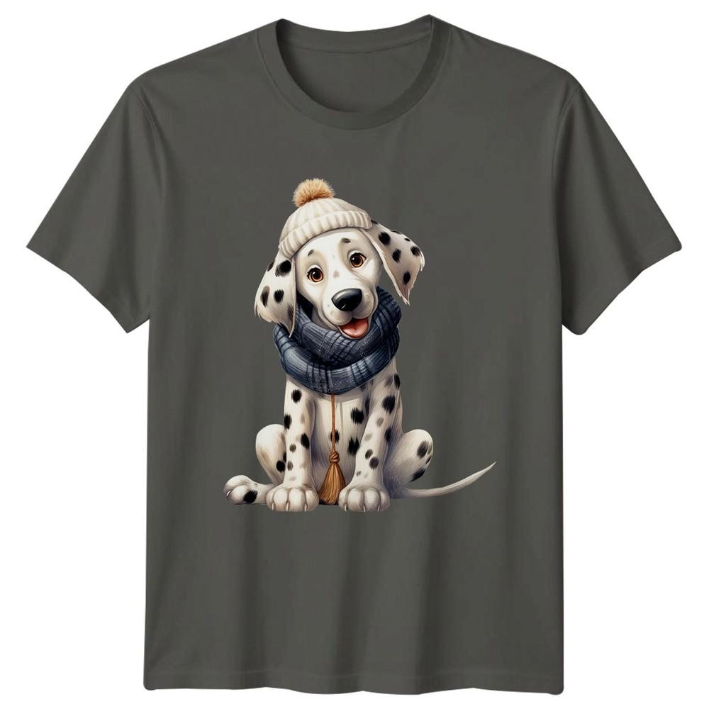 Dalmatian Puppy Winter Hat Scarf Dog Animals Unisexs Unisexs Graphic Tee S