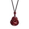 Purple Gold Sand Cinnabar Maitreya Buddha Pendant Necklace, Lucky Big Belly Buddha Amulet for Women