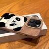 Panda Doll Imitation Leather Phone Case For iPhone 17 Pro Max 16 Plus 15 14 13 12 11 XS X XR 17 Air Shockproof Soft Bumper Cover