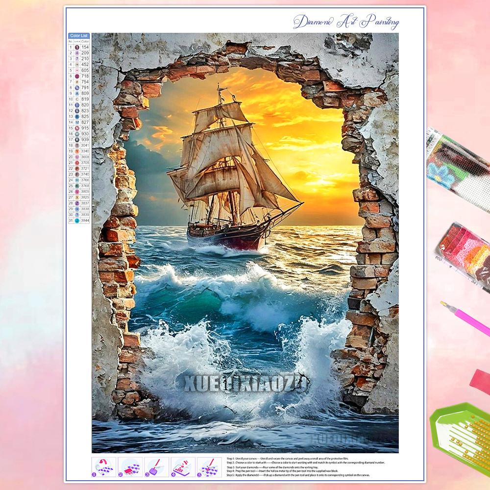 Seaside Scenery 5D Diamond Painting Kit Diamond Mosaic DIY Home Decor Gift for Adult Beginners New 2026