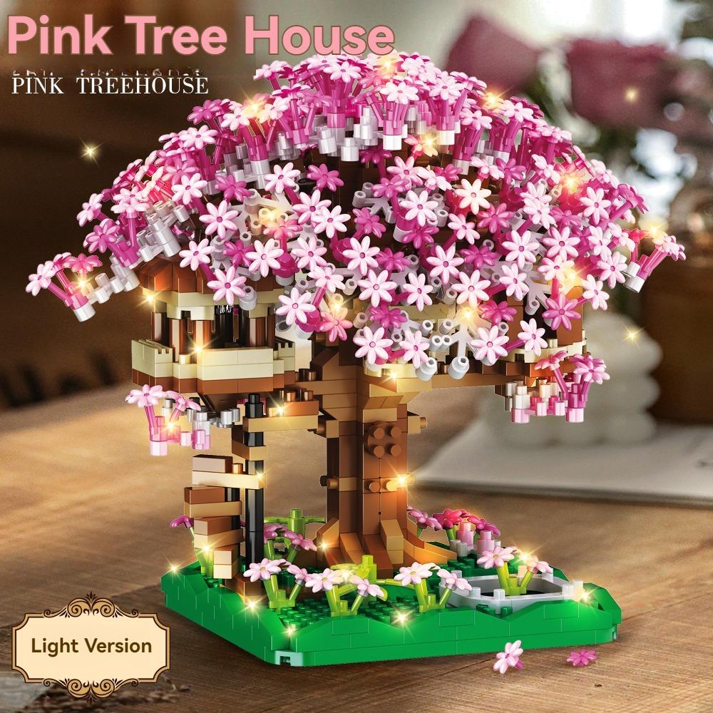 Non-Toxic Micro Sakura Tree Building Blocks Set Diy Cherry Blossom Bricks With Light Treehouse Model Ornament Romantic Gift For Childrenfriend