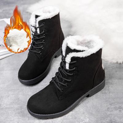 Schneestiefel Damen Flache Stiefel für Damen Plateau Damenschuhe Plüsch Warm halten Stiefel Damen Pelz Winterschuhe Damen Botas Mujer