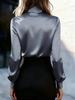 European and American Autumn Lace-Up Satin Long-Sleeve Women's Shirt