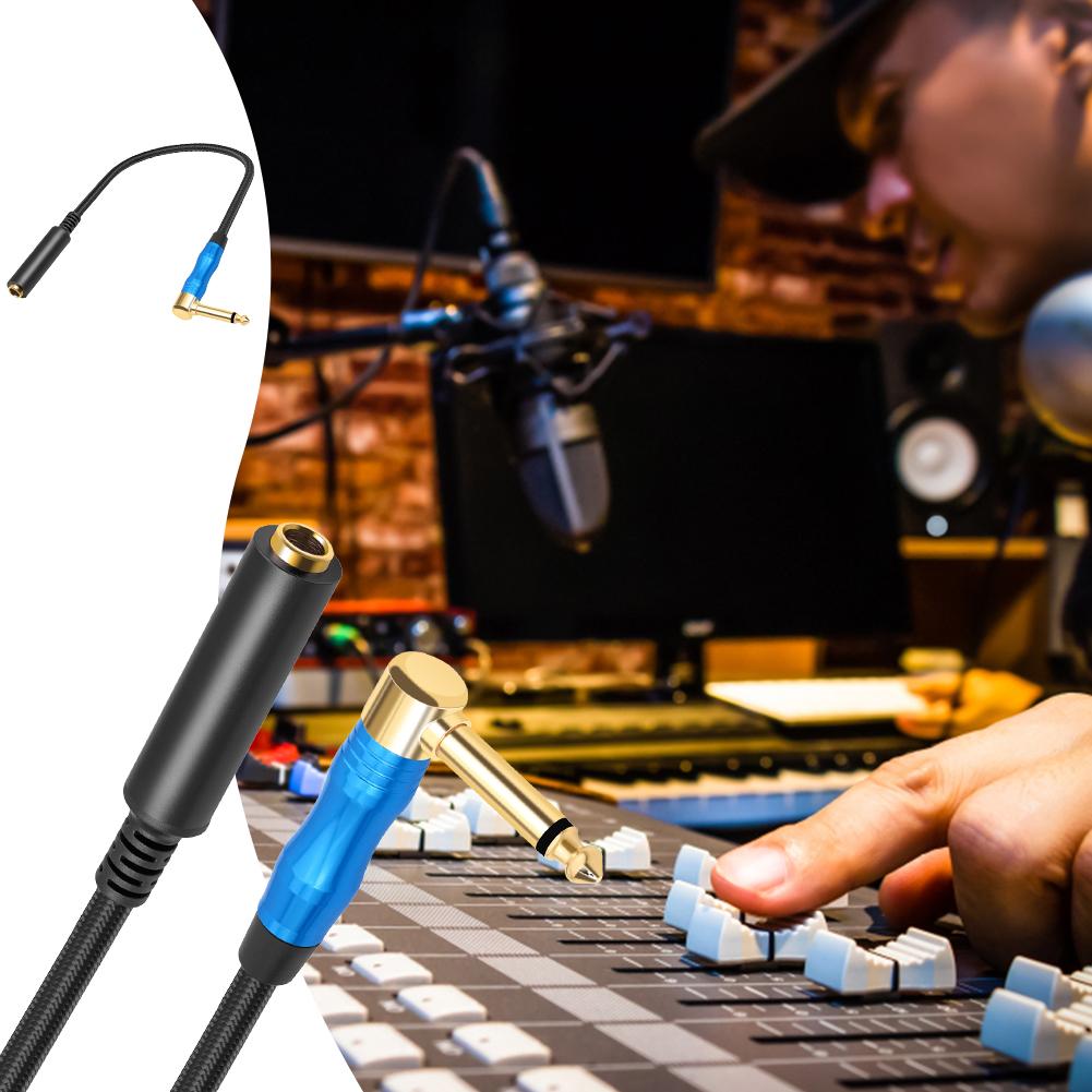 1/4 Inch Right Angle 6.35mm Male To Female Stereo Extension Cable Aluminum Alloy Male To Female Audio Extension Cord for Guitars