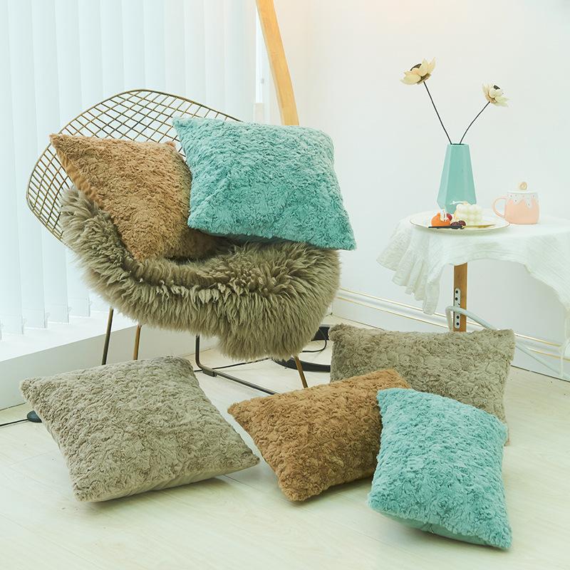 Thick Plush Brushed Sleeping Pillowcase, Living Room Back Pillowcase, Simple Core-free Pillowcase