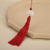 Double-Sided White Jade Lotus Tassel Fan Pendant - Antique Decoration Accessory