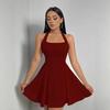 Y2K-inspiriertes sexy A-Linien-Kleid 2025 mit Neckholder, offenem Rücken und breitem Saum zur Taillenbetonung