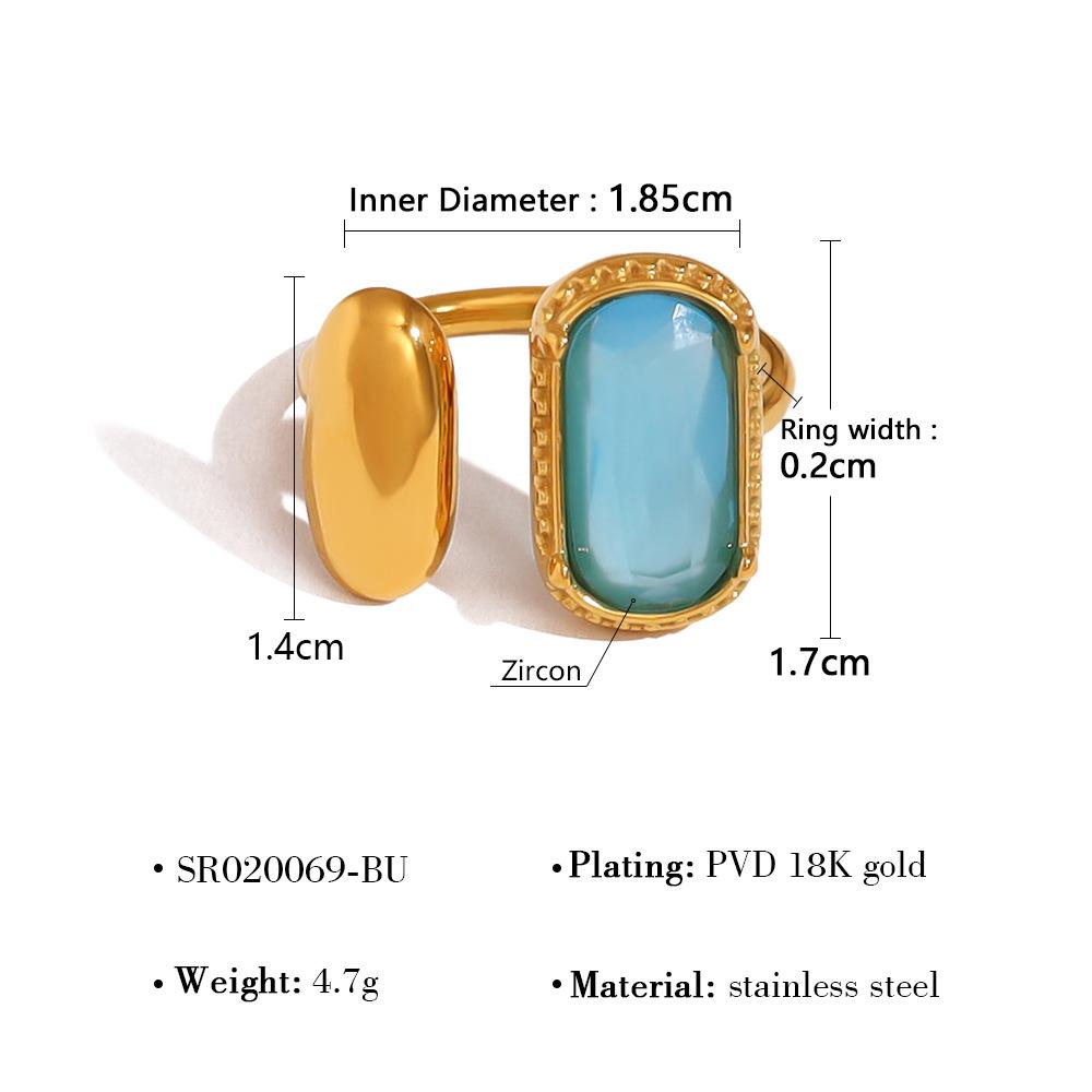 French Stainless Steel Glass Zirconium Exaggerated Ring Premium Ring Titanium Steel Women'S Jewelry Rings