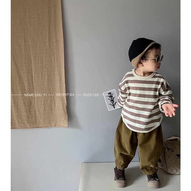 Kinder Mädchen Gestreift Langarm Freizeit Kinder Basic T-Shirt Oberteil
