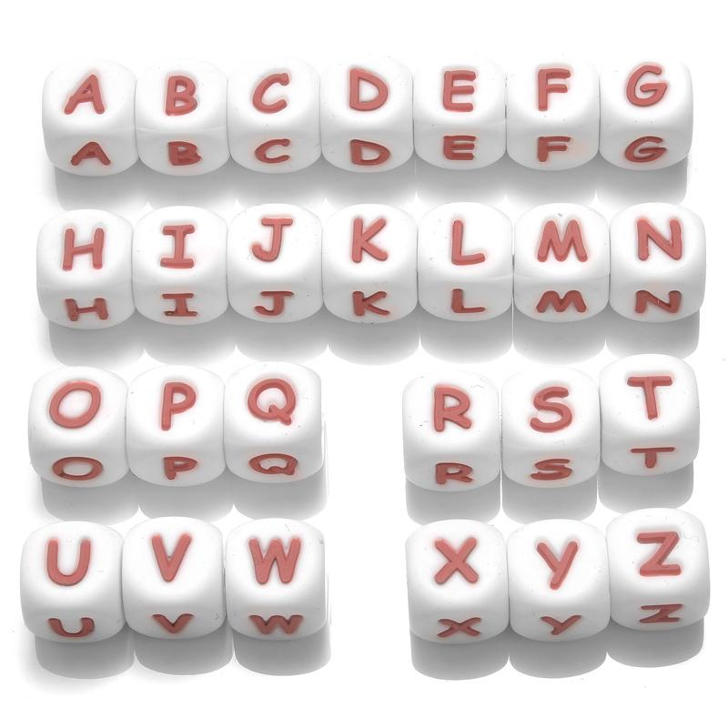 50Pcs 12mm Glow In the Dark English Alphabet Letter Beads Luminous Silicone Letters Beads for Baby Teething Chew Toy Shower Gift