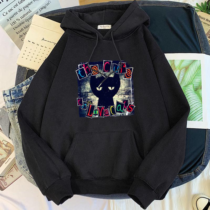 The Cure Love Cats Hoodies Mens Gothic Streetwear Sweatshirts for Winter Autumn Cartoon Print Male Pullovers Clothes Man