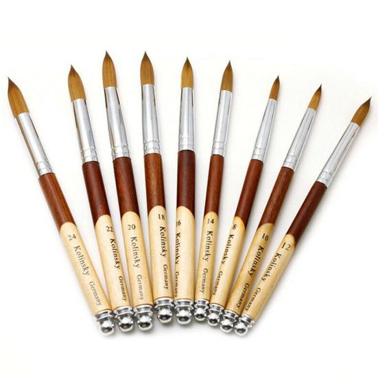 Color Block Round Top Wood Handle Nail Art Pen Line Drawing Brush Manicure Tool
