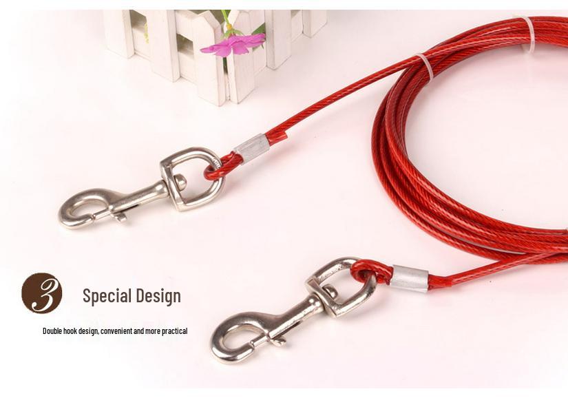 Double-Headed Iron Dog Leash with Steel Wire Rope for Two Dogs