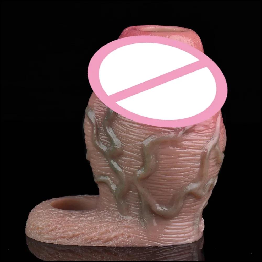 SXXY Reusable Realistic Penis Sleeve with Anti-drop Silicone Cock Enlarge Cover for Men Delay Ejaculation Adult Sex Products