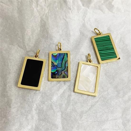 Necklace Pendant Multipurpose Gold-plated Rectangular Geometric Reusable Decorative Stainless Steel Classic Abalone Shell DIY