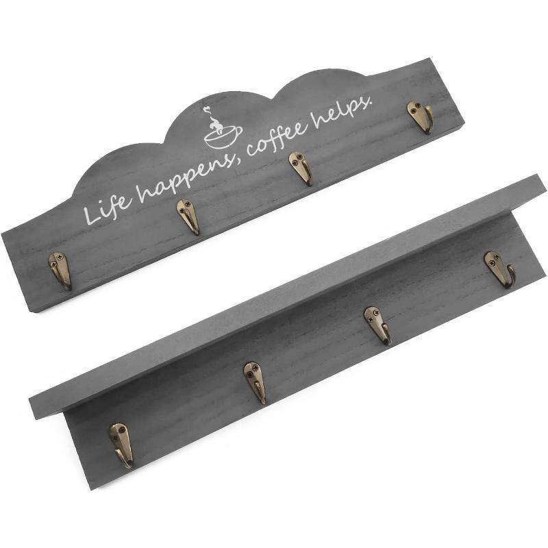 2Pcs/Set Coffee Cup Holder Kitchen Wall for Farmhouse Decorations Coffee Station Office Decor Mug Organizer Mug Display