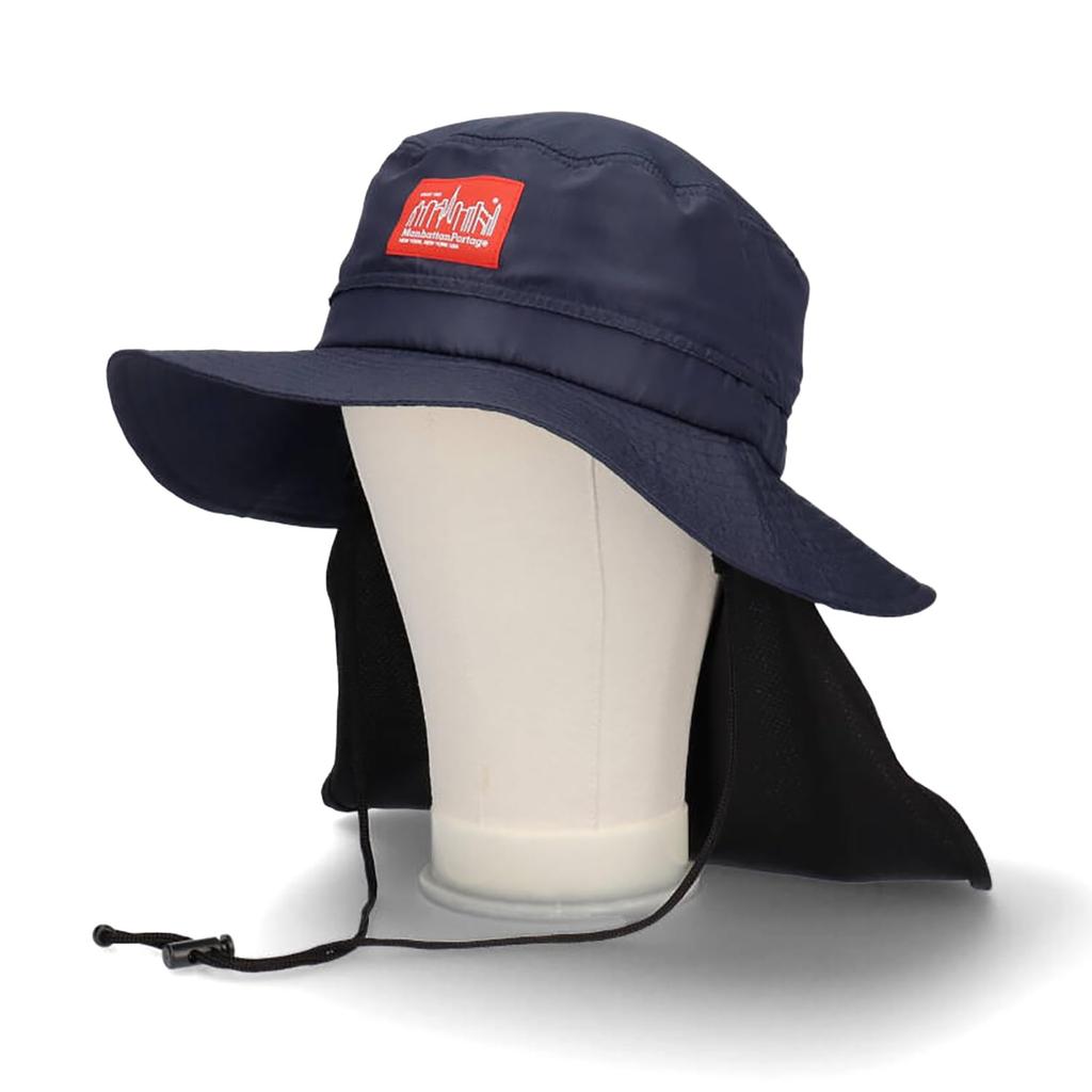[Manhattan Portage] Sunshade Box Logo Adventure Hat with Logo Hat and Satin SUNSHADE LOGO HAT (013 Navy)