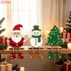 3pcs 2D Flat Christmas Wooden Tabletop Decorations Santa Claus Snowman Christmas Tree Holiday Home Decor Decorative Plaques Ornaments