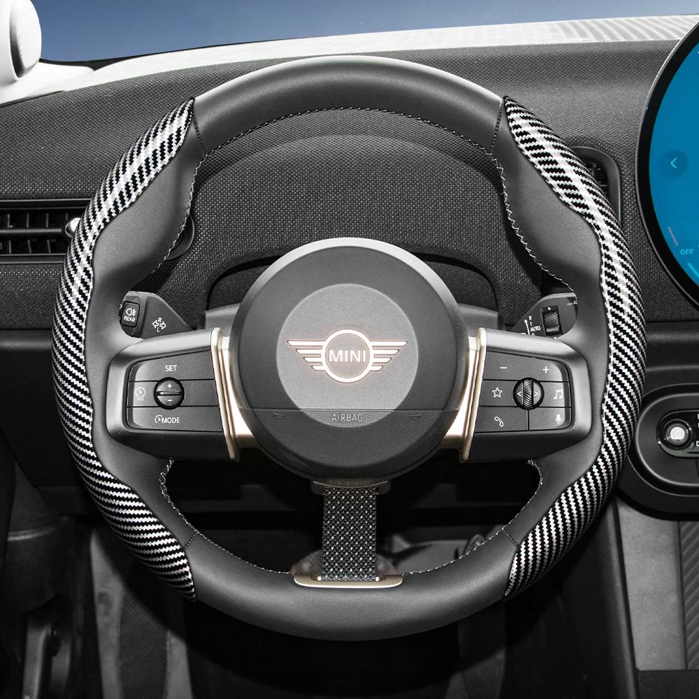 Geeignet für Mini Carbonfaser-Textur Lenkradabdeckung mit segmentiertem Schnellverschluss-Design, Langlebig, für Modelle wie Cooper 3-Türer Countryman