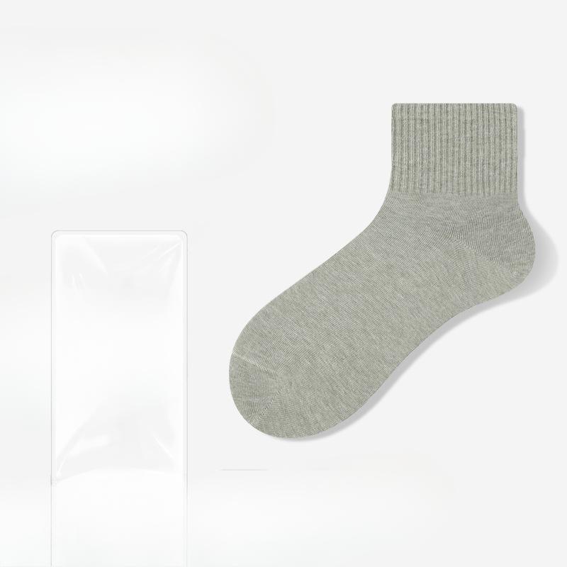 Women Spring and Autumn Pure Cotton Pure Color Moisture Absorption Breathable Deodorant Boneless Tube Socks