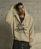 Lanarchive [0119] Star Logo Knit Zip-Up Hoodie - Cream