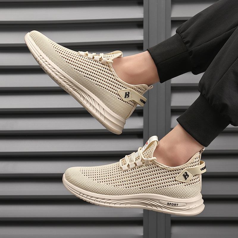 Summer new shoes men's flying woven hollow mesh casual shoes breathable low-top soft-soled shoes wading shoes