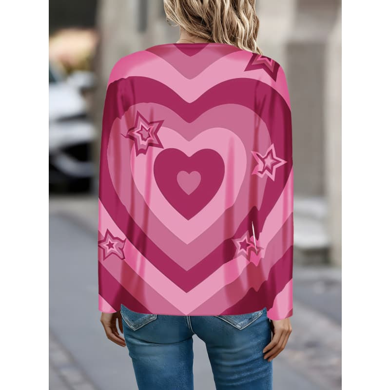 Tricou cu fermoar și imprimeu creativ pentru femei, cu mânecă lungă, respirabil, moale și confortabil, potrivit pentru purtare casual pe tot parcursul anului
