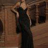 Europäischer und amerikanischer Stil Damenbekleidung neu modisch und sexy tiefer Ausschnitt Spitze figurbetontes Abendkleid Kleid Damen